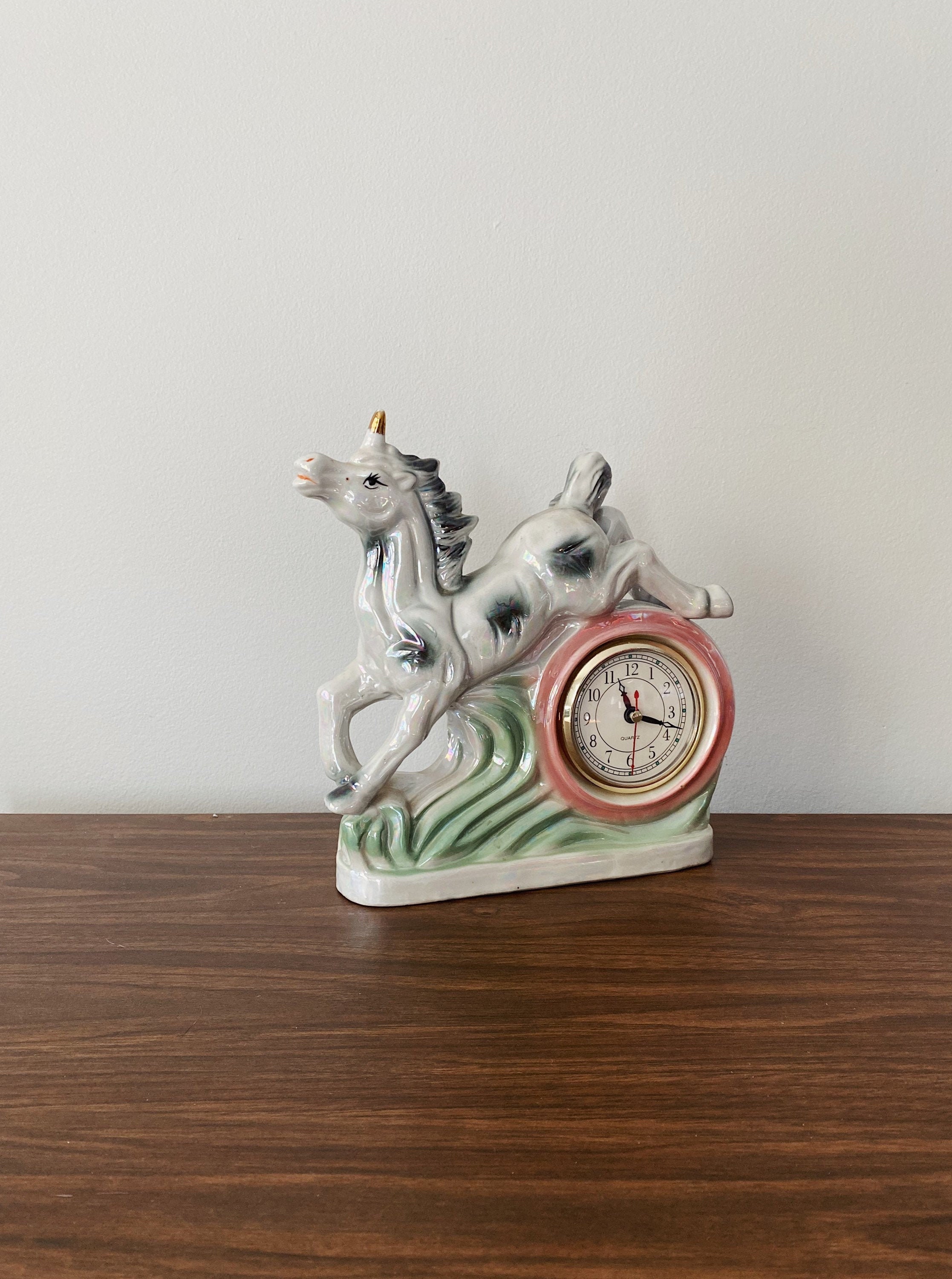 Unicorn Clock // Vintage Ceramic Table Clock // Princess Decor Etsy