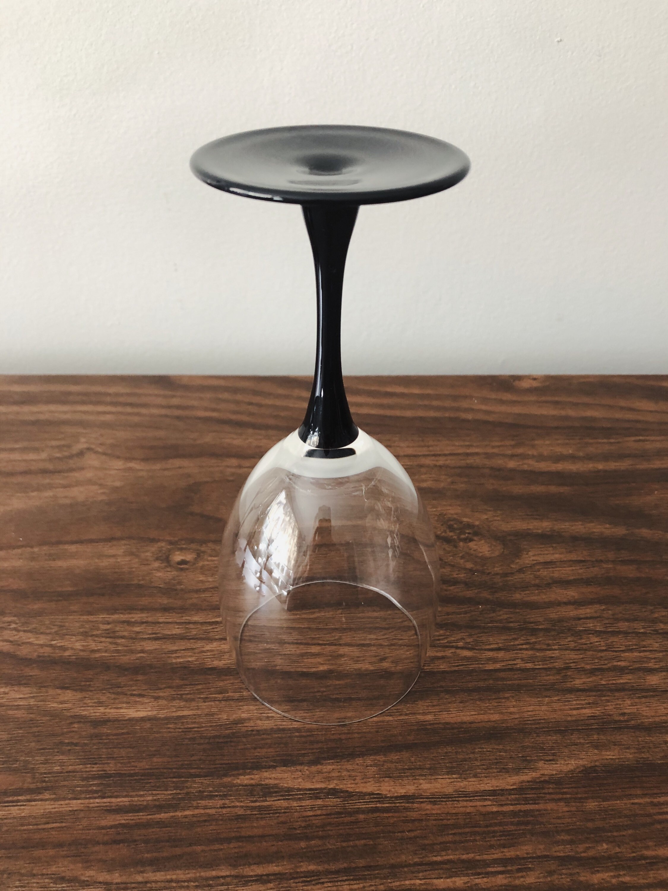 French Vintage White Wine Glasses // Set of Ten 10 Black Stem Etsy