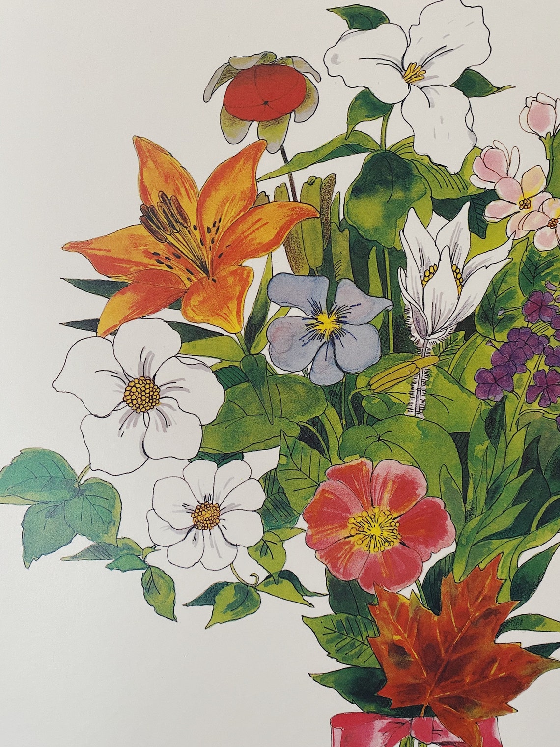 Canadian Bouquet Art Print on Board // 1990s Floral Art // Etsy