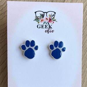 Blue Paw Print Clues Small Stud Earrings