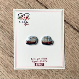 Shark Horror Film Boat Small Stud Earrings