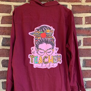 Vintage Distressed Button-Up - Size XL - Teacher Life