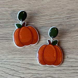 Fall Pumpkin Stud Dangle Earrings
