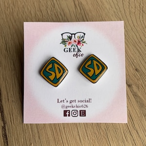 Crime Solving Dog Tag Small Stud Earrings
