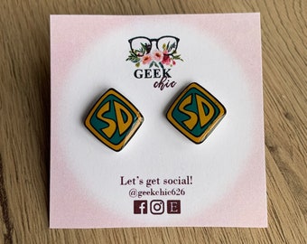 Crime Solving Dog Tag Small Stud Earrings