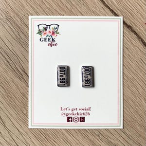 Shark Horror Film License Plate Small Stud Earrings