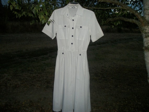 80S does 50s DARLING in DOTS LUCY White Dress wit… - image 1