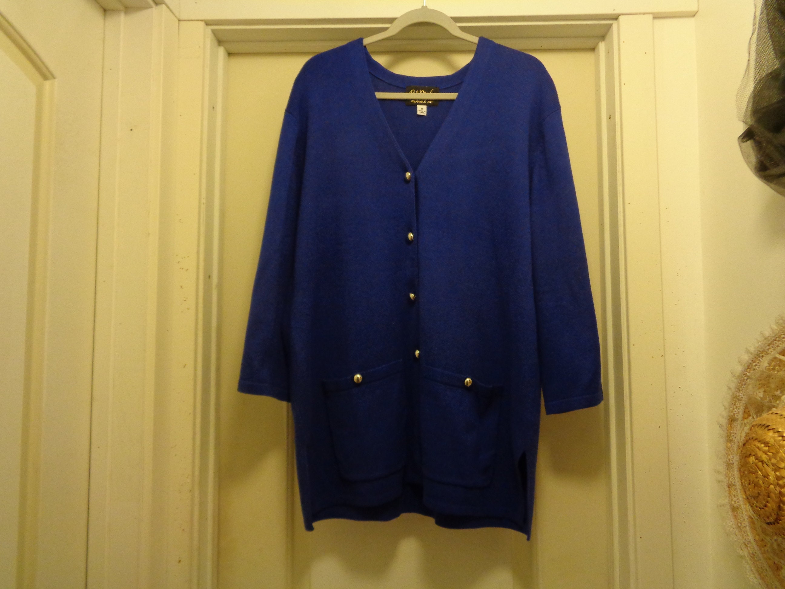 HollywoodSexyRetro Bob Mackie Wearable Art Purple Sweater Jacket 1 x