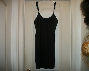 Camisola negra bonita de Vanity Fair, estilo años 90, escote con encaje, combinación de tirantes finos y gruesos, poliéster, 36