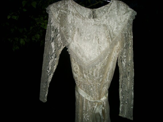 Vintage 70s 80s LOVELY In White LACE EDWARDIAN St… - image 9