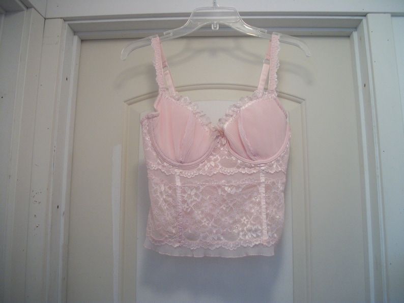 W Hooks in Back Soft Boning 38 C Retro 90s STEAMPUNK Pretty In PINK Lacey CORSET