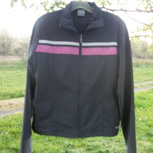 Darling Retro 90s NIKE Grey SPORTS JACKET w Pink & White Stripes, M