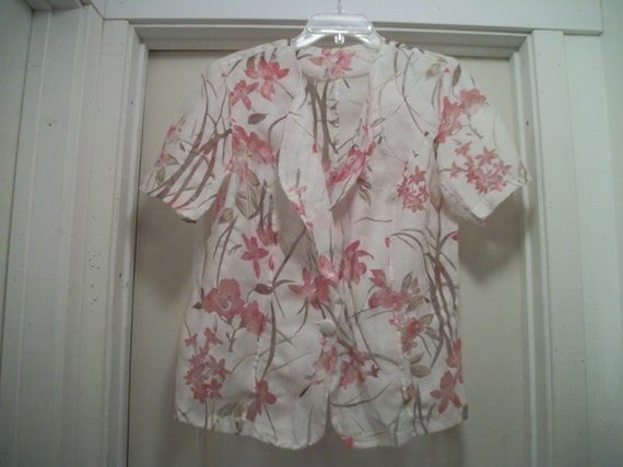 Vintage 80s COTTAGECORE FOLKLORE Semi Sheer Floral