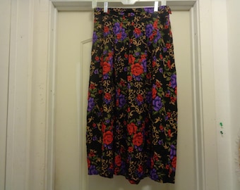 Vintage Koret ROMANTIC FLORALS Rayon SKIRT 8