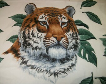 Vintage AFRICAN ANIMALS CLOTH Made for Applique w Directions on Clothe 44 by 35 Inches