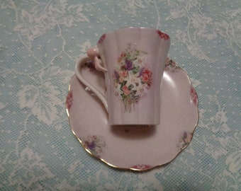 BOW LAVENDER LILY Cup & Saucer Set By Bradford Exchange