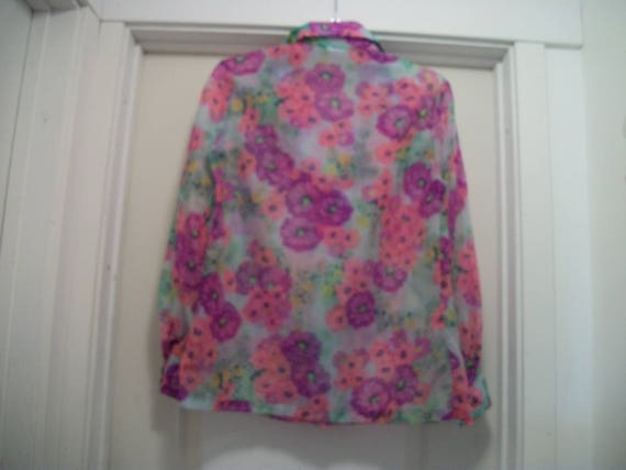 Vintage AWESOME 70S 80S Pink & Purple FLOWER POWE… - image 3