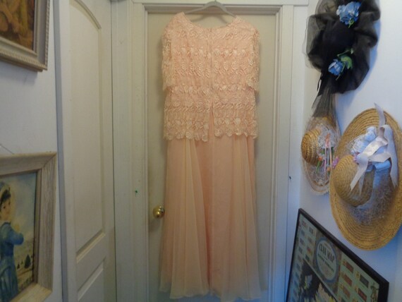 BRIDAL FORMAL GOWN Peach Lace & Chiffon 22 W - image 6