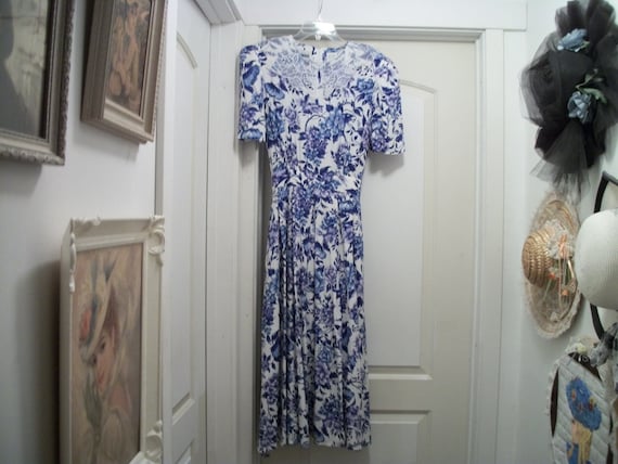 A Blue & White Romantic 80S Dress does EDWARDIAN G