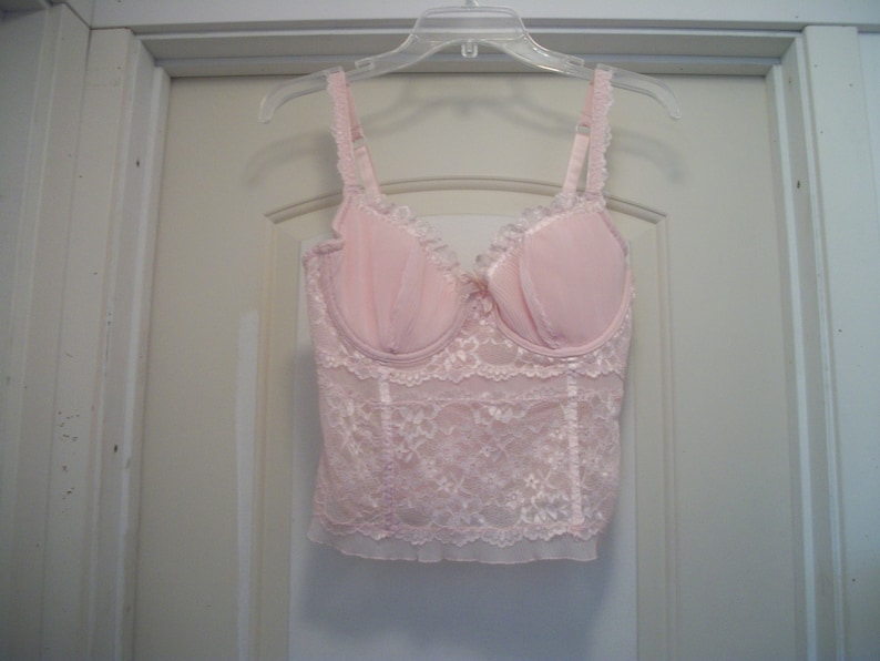 W Hooks in Back Soft Boning 38 C Retro 90s STEAMPUNK Pretty In PINK Lacey CORSET