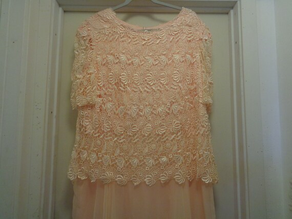 BRIDAL FORMAL GOWN Peach Lace & Chiffon 22 W - image 3