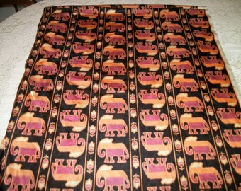 Retro 80s  90s Pretty Pinky & ORANGEY ELEPHANTS FABRIC, Synthetic Semi Shiney Smooth, w the Tiniest of Lines, Large Piece