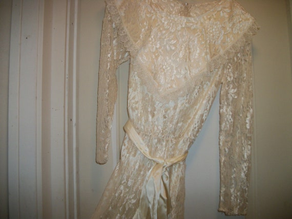 Vintage 70s 80s LOVELY In White LACE EDWARDIAN St… - image 6