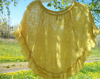 Pretty Pretty Retro YELLOW LACEY RUFFLED Girls Overtop, M 10/12