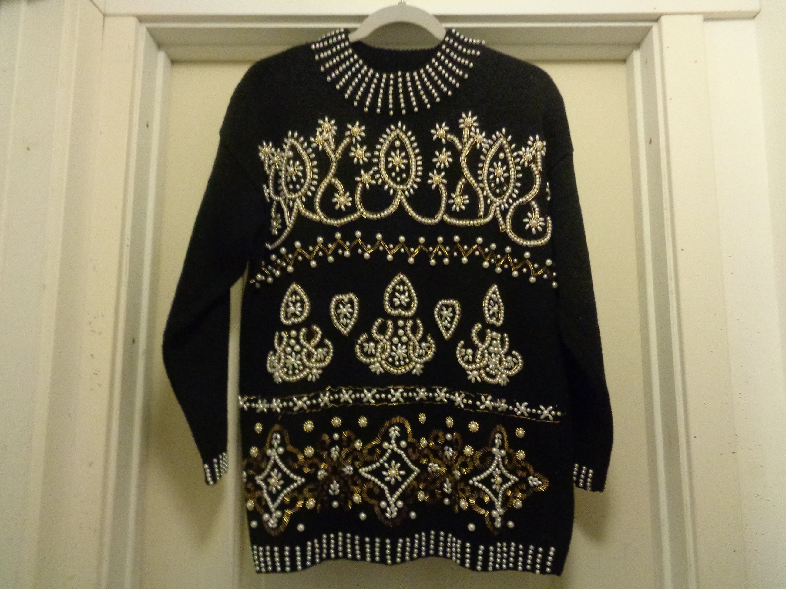 1990S BEADS Baby PEARLS BEAUTIFUL Sweater M