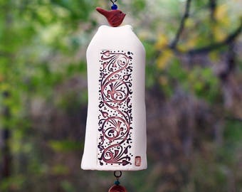 Handmade Garden Bell, Paisley, Boho Wind Chime, Gift for Her