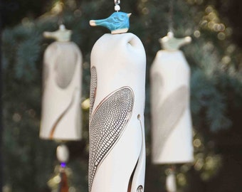Large White Bereavement Dragonfly Wind Chimes - Personalized Sympathy Gift Package with Free Gift Wrapping