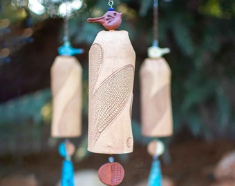 Beautiful Rustic Dragonfly Wind Chime with Copper Sail