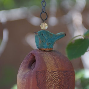 Handmade Wind Chimes Bestselling Birthday Present Idea for Her Blue Glazed Bird