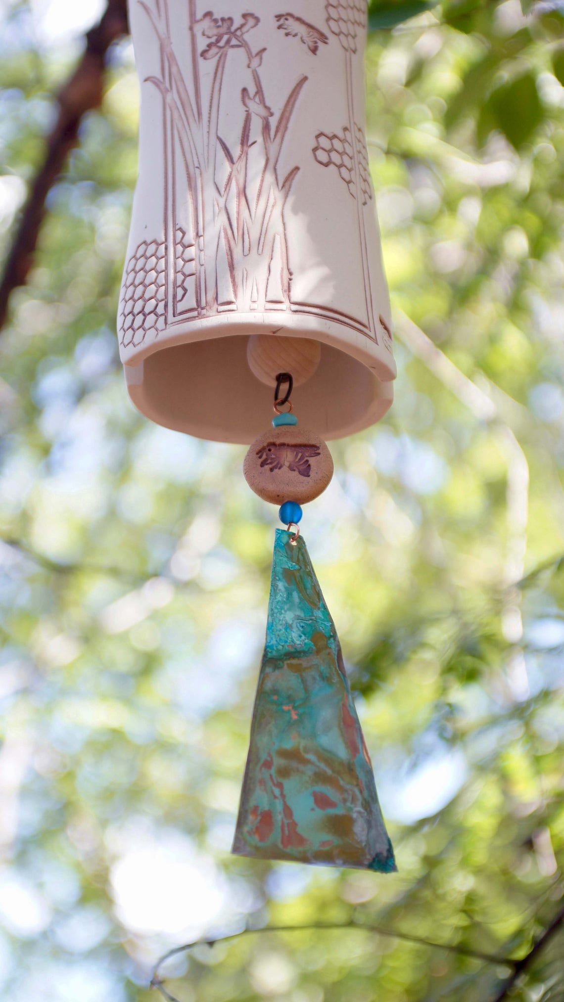 Large Ceramic Wind Chime Handmade Garden Bell Bluebird of Etsy