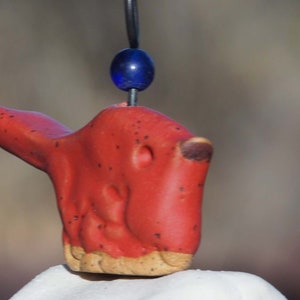 Handmade Wind Chimes Bestselling Birthday Present Idea for Her Red Glazed Bird
