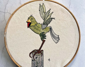 Bird embroidery pattern, parrot embroidery design, pdf download, hand embroidery pattern, hoop art