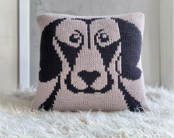 Weimaraner dog face cushion cover hand knitting pattern, pdf, instant download