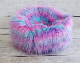 Large faux fur display beanbag chair for mini reborn silicone ooak baby dolls