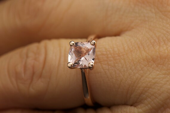 Square cut morganite ring sale