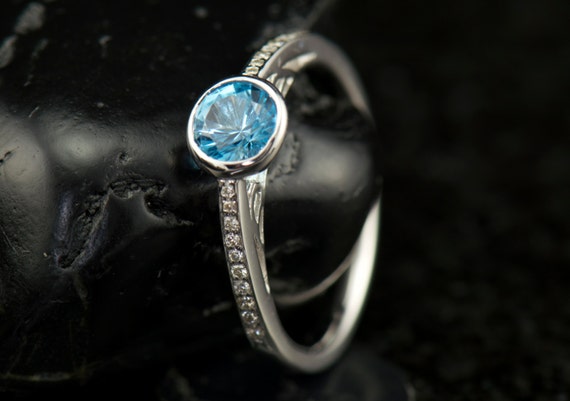 Diamond engagement rings clearance with blue topaz accents
