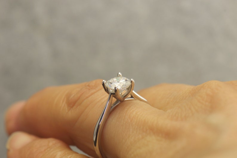 Petite Tapered Trellis Engagement Ring in 14k White Gold 1ct Etsy