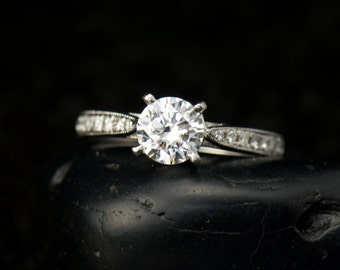 Moissanite Engagement Ring 4 Prong Setting Forever One - Etsy