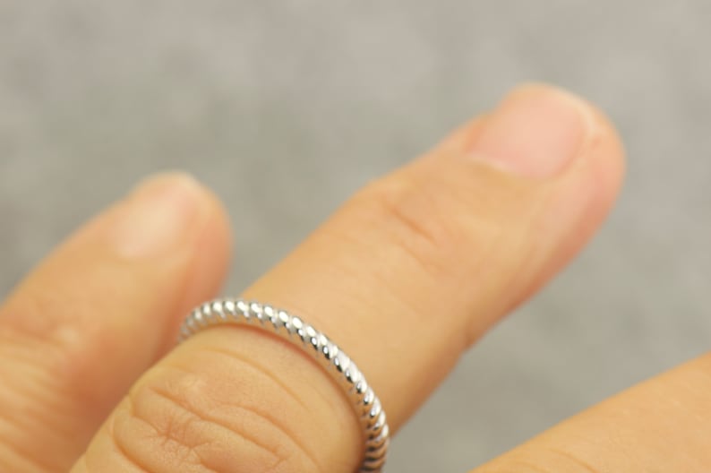 Wedding Ring Eternity Style Rope Design Comfort Fit Kenny Stackable Design 14k White Gold Rope Ring Wedding Band 2mm Wide