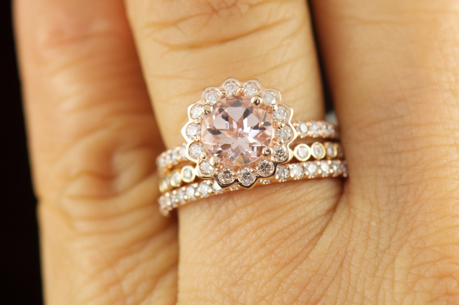 Jane Set 1 Jane Morganite and Diamond Engagement Ring | Etsy