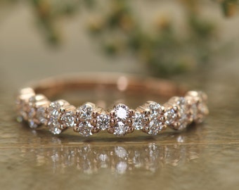 Diamond Eternity Band Stacking Set Rose & White Gold Pear - Etsy