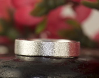 Men’s Wedding Band in Sterling Silver with White Gold Overlay, Satin Finish, 6mm, Stackable, Comfort Fit, Mark B