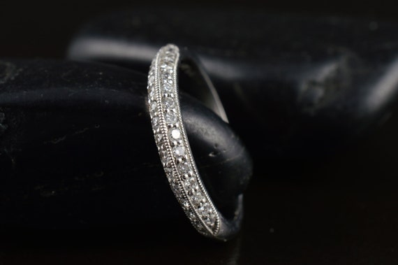 Lily Anne Diamond Wedding Band In White Gold Round Etsy