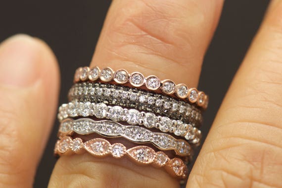 Stackable diamond right hand rings sale