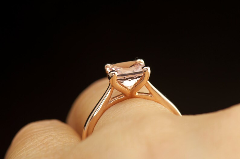 Petite Tapered Trellis Engagement Ring 7x7mm 1.30ct Cushion Etsy