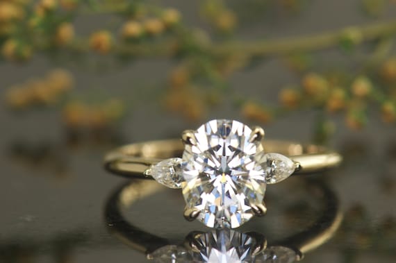 Three stone engagement ring gold band deals
